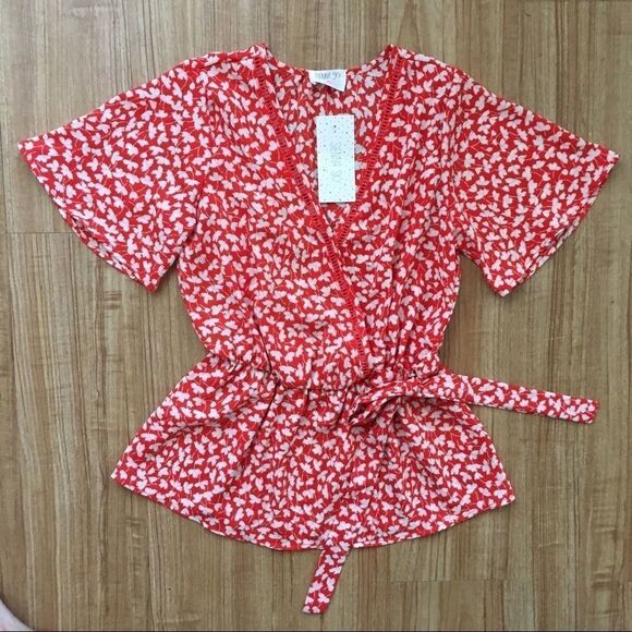 Sienna Sky Tops - Colorful Floral Surplice Women’s Blouse XS NWT